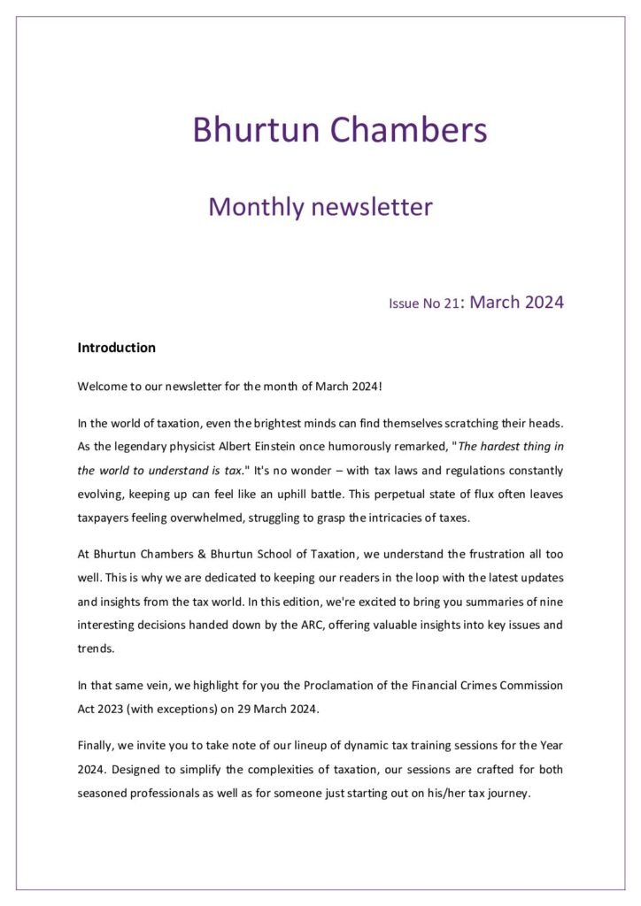 Bhurtun Chambers_Newsletter March 2024